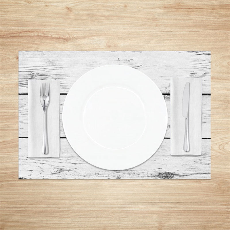 Aperturee - White Wood Plank Grain Texture Set Of 4 Placemats