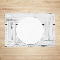 Aperturee - White Wood Plank Grain Texture Set Of 4 Placemats