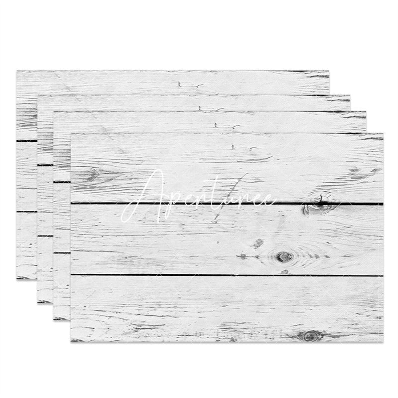 Aperturee - White Wood Plank Grain Texture Set Of 4 Placemats