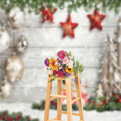 Aperturee - White Wood Snowman Christmas Photo Sweep Backdrop