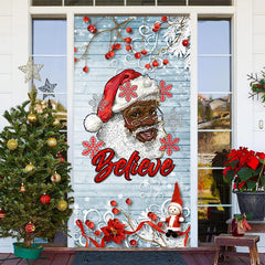 Aperturee - White Wooden Wall Santa Claus Christmas Door Cover