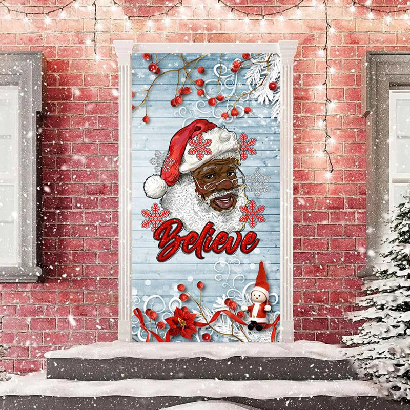 Aperturee - White Wooden Wall Santa Claus Christmas Door Cover