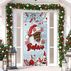 Aperturee - White Wooden Wall Santa Claus Christmas Door Cover