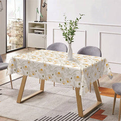 Aperturee - White Yellow Floral Patterns Rectangle Tablecloth