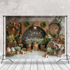 Aperturee - Whitish Brown Retro Black Arch Easter Photo Backdrop