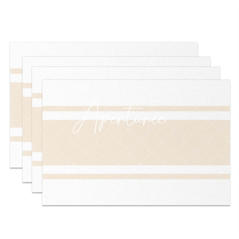 Aperturee - Wide Apricot White Stripe Modern Set Of 4 Placemats