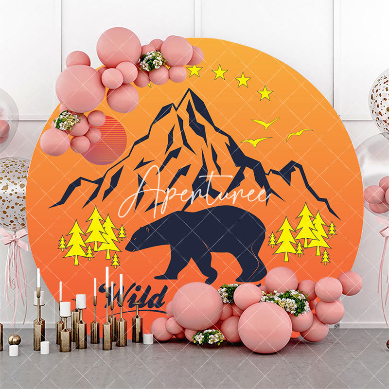 Aperturee - Wild And Free Bear Sunset Mountain Round Backdrop