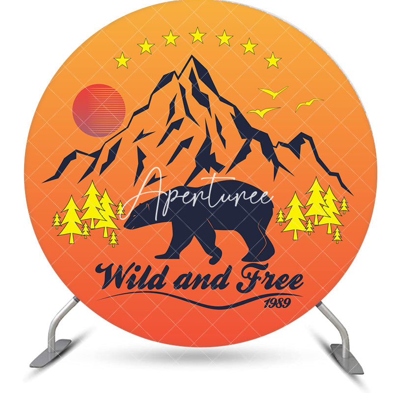 Aperturee - Wild And Free Bear Sunset Mountain Round Backdrop