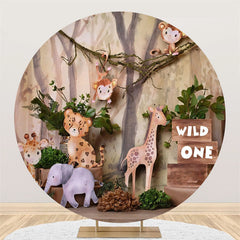 Aperturee Wild Animals Forest Safari Round 1St Birthday Backdrop