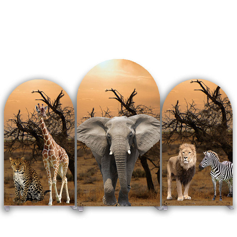 Aperturee Wild Animals In Desert Birthday Arch Backdrop Kit