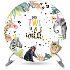 Aperturee - Wild Animals Monstera Round 2nd Birthday Backdrop