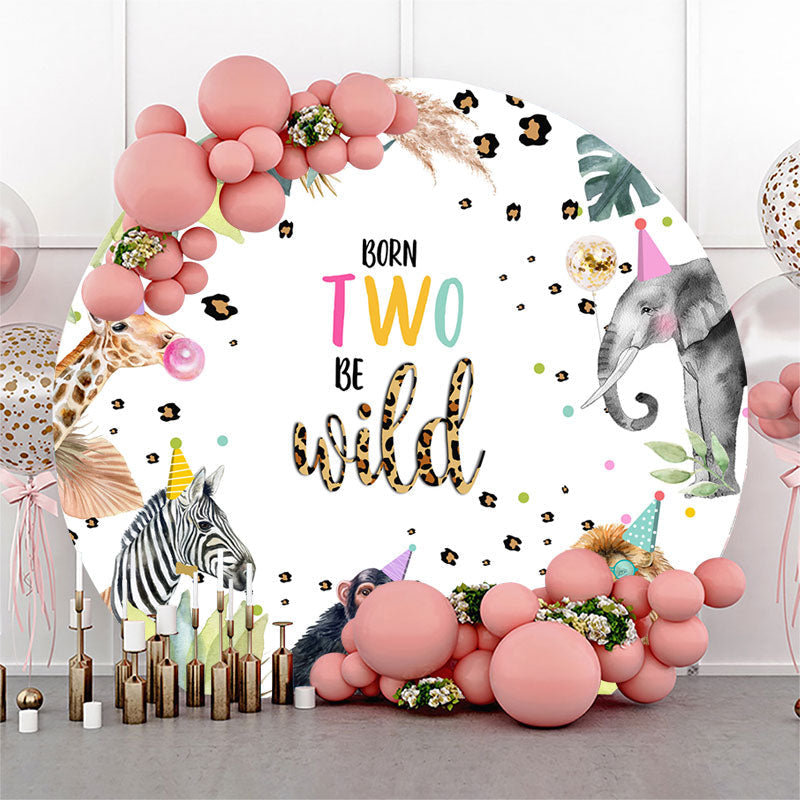 Aperturee - Wild Animals Monstera Round 2nd Birthday Backdrop