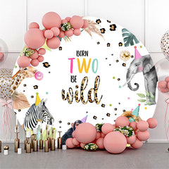 Aperturee - Wild Animals Monstera Round 2nd Birthday Backdrop