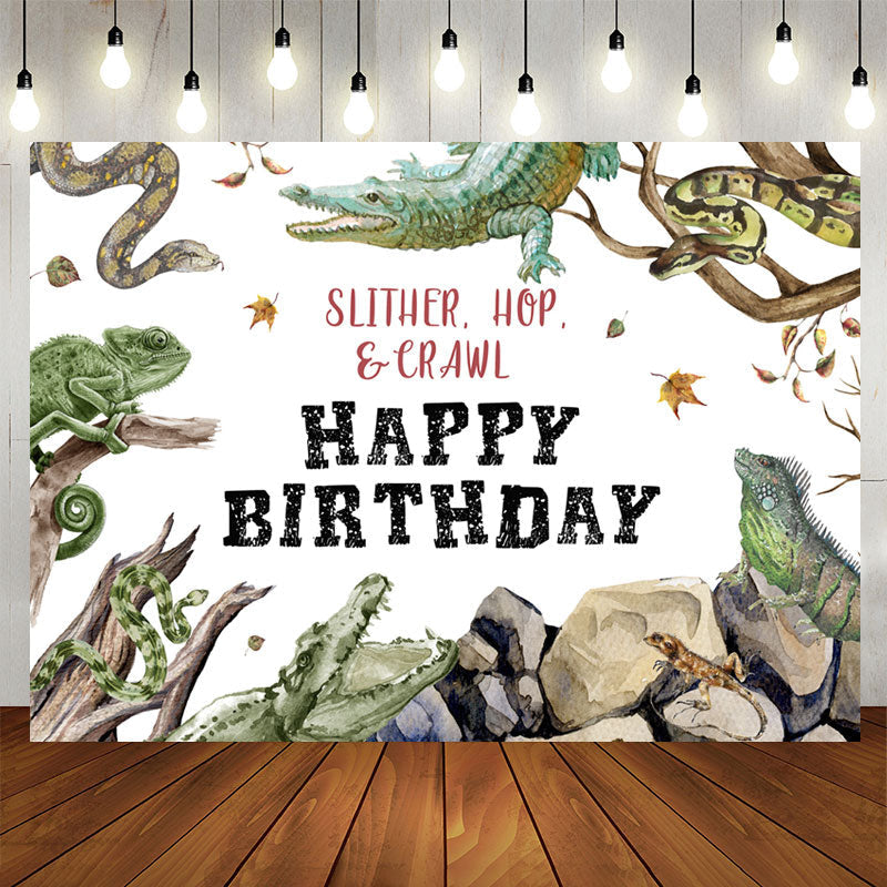 Aperturee - Wild Animals Slither Hop Crawl Happy Birthday Backdrop