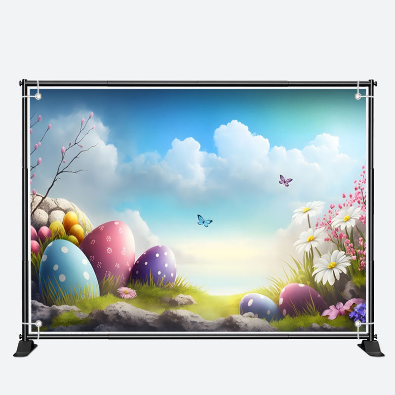 Aperturee - Wild Blue Sky Cloud Butterfly Eggs Easter Backdrop