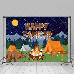 Aperturee - Wild Forest Bear Night Happy Camper Party Backdrop