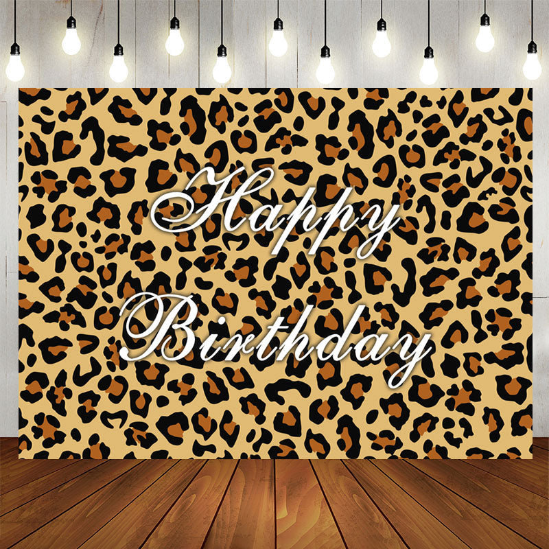 Aperturee - Wild Leopard Themed Happy Birthday Backdrop For Adult