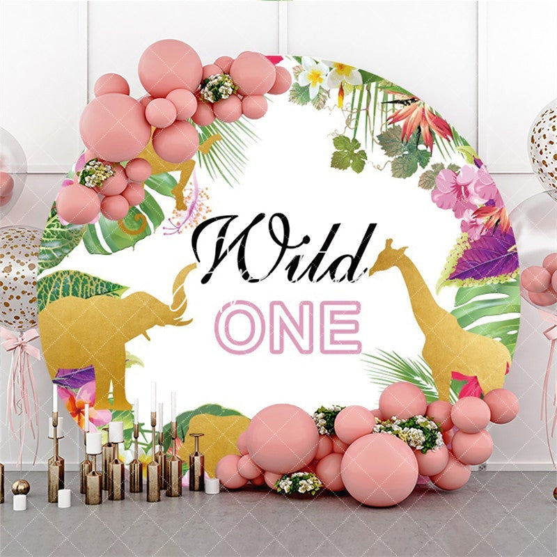 Aperturee Wild One Birthday Safari Round Backdrops for Kids