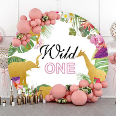 Aperturee Wild One Birthday Safari Round Backdrops for Kids