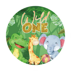 Aperturee - Wild One Forest Animals Round Birthday Backdrop