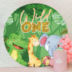 Aperturee - Wild One Forest Animals Round Birthday Backdrop