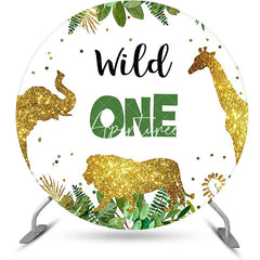 Aperturee - Wild One Glitter Animals Round Birthday Backdrop