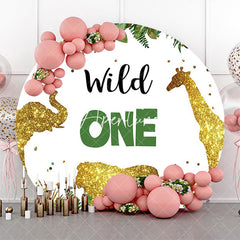 Aperturee - Wild One Glitter Animals Round Birthday Backdrop