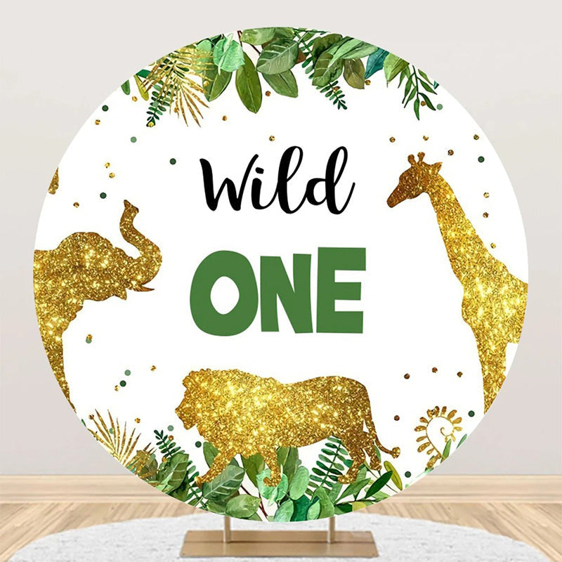 Aperturee - Wild One Glitter Animals Round Birthday Backdrop