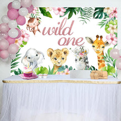 Aperturee - Wild One Green Leaves Flowers Birthday Backdrop