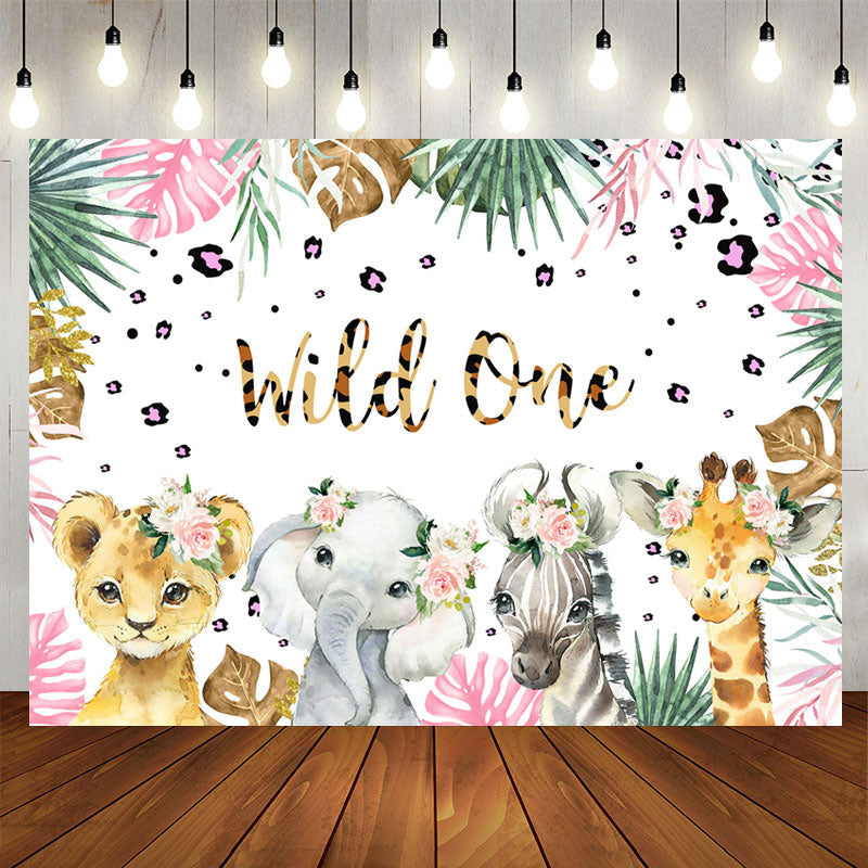 Aperturee - Wild One Leopard Floral Safari 1st Birthday Backdrop