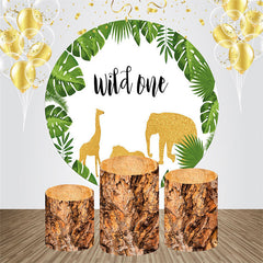 Aperturee - Wild One Outdoor Animals Round Birthday Backdrop Kit