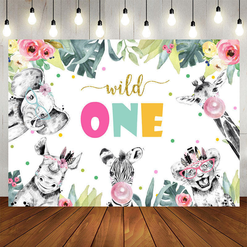 Aperturee - Wild One Safari Floral Boho 1st Birthday Backdrop