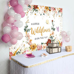 Aperturee - Wildflower Butterfly Baby Shower Backdrop For Girls