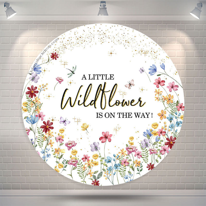 Aperturee Wildflower Is On The Way Round Baby Shower Backdrop