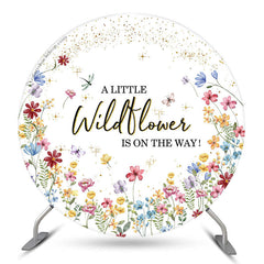 Aperturee Wildflower Is On The Way Round Baby Shower Backdrop