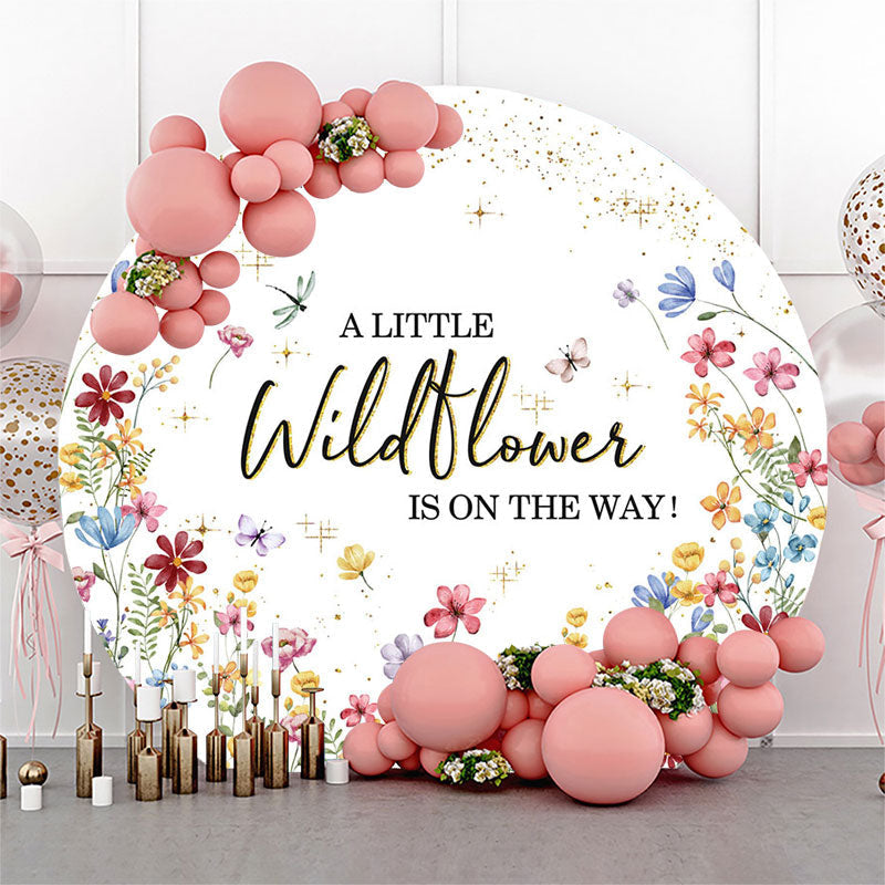 Aperturee Wildflower Is On The Way Round Baby Shower Backdrop