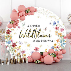 Aperturee Wildflower Is On The Way Round Baby Shower Backdrop