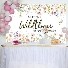 Aperturee - Wildflower On The Way Butterfly Baby Shower Backdrop