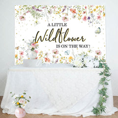 Aperturee - Wildflower On The Way Butterfly Baby Shower Backdrop