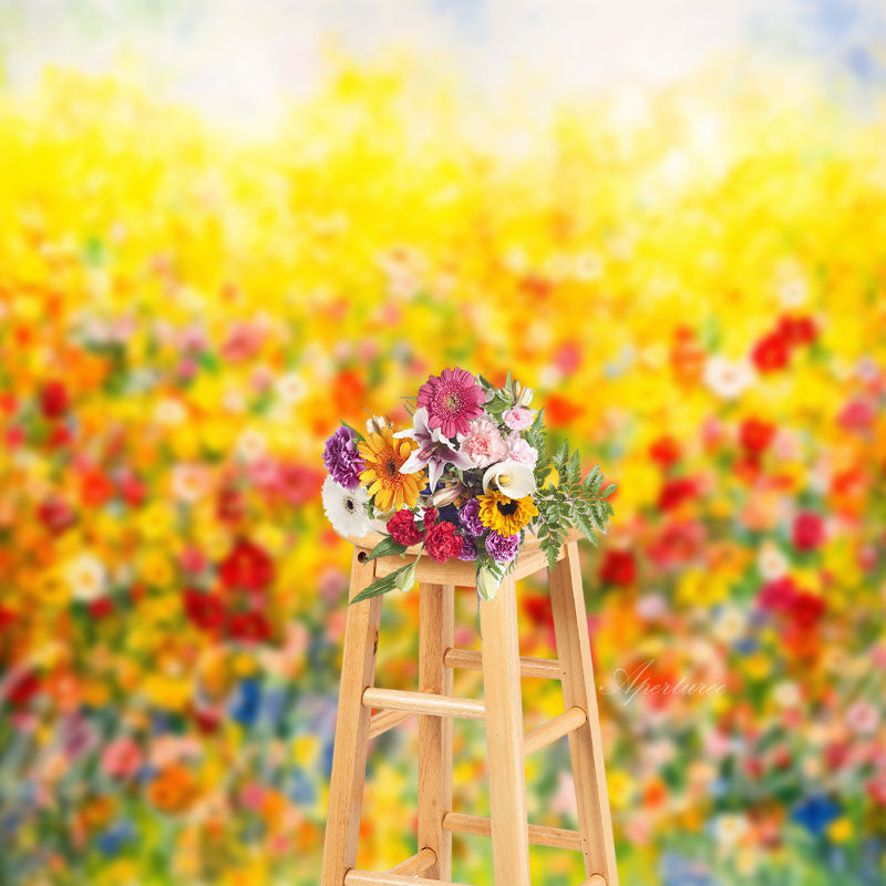 Aperturee - Wildflowers Oil Painting Cake Smash Photo Backdrop