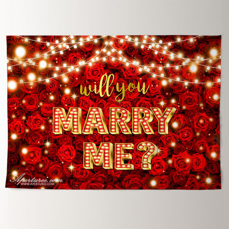 Aperturee - Will You Marry Me Rose Happy Valentine Backdrop