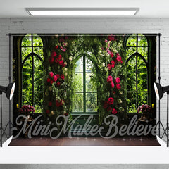 Aperturee - Window Interior Photo Backdrop Decorated With Flowers