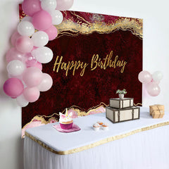 Aperturee - Wine Red Gold Glitter Abstract Birthday Backdrop