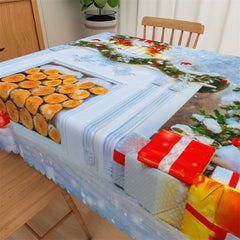 Aperturee - Winter Christmas Theme Light Blue Polyester Tablecloth