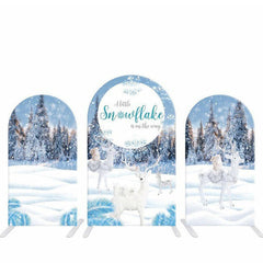 Aperturee Winter Deer Snowflakes Arch Backdrop Kit For Baby Shower