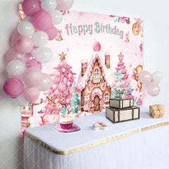 Aperturee - Winter Gingerbread House Happy Birthday Backdrop