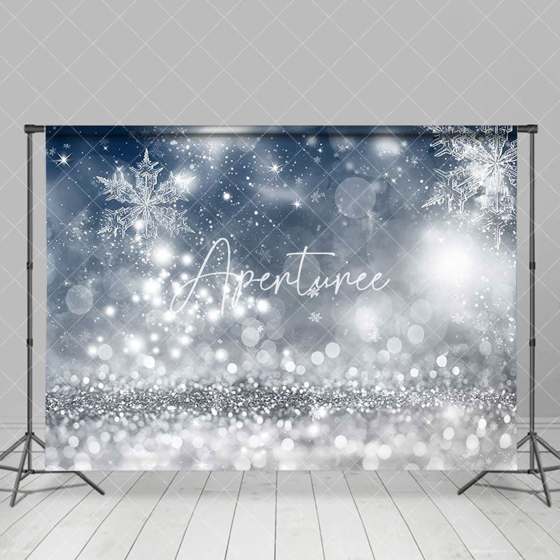 Aperturee - Winter Ice Crystals Bokeh Christmas Party Backdrop