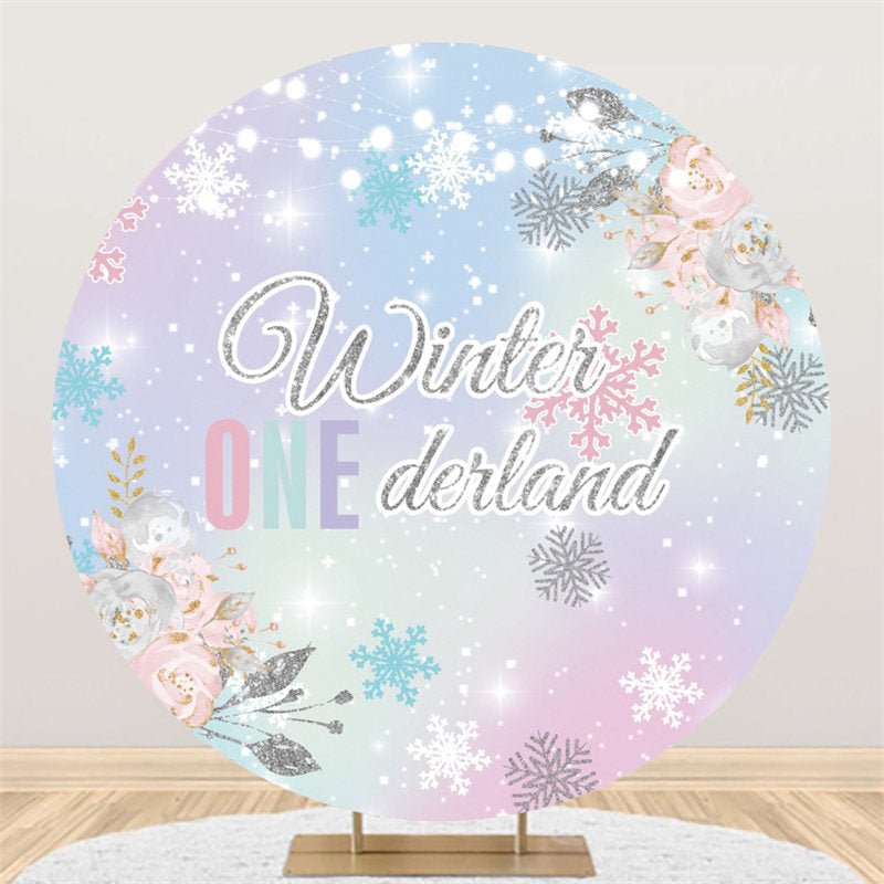 Aperturee Winter One Derland Colorful Round 1st Birthday Backdrop