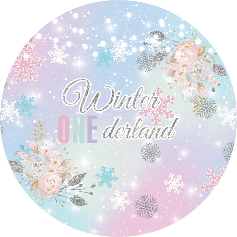 Aperturee Winter One Derland Colorful Round 1st Birthday Backdrop