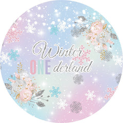 Aperturee Winter One Derland Colorful Round 1st Birthday Backdrop